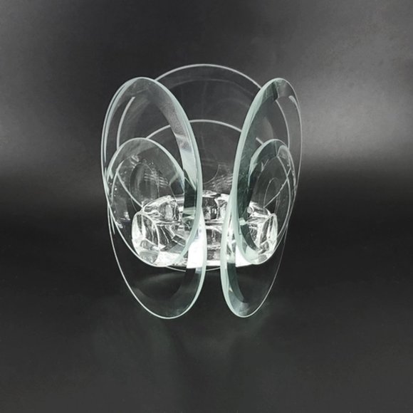 Vintage Beveled Glass Disks Votive Candle Holder - Picture 2 of 6